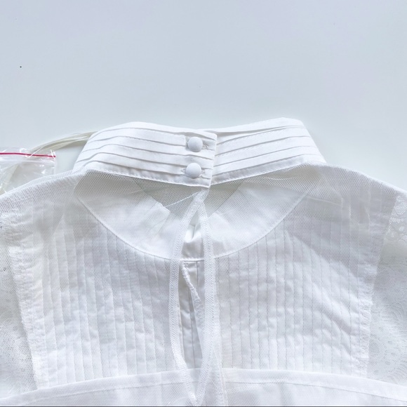 NWT Sheer Tulle Blouse with Ruffle Yoke Detail - Picture 6 of 6